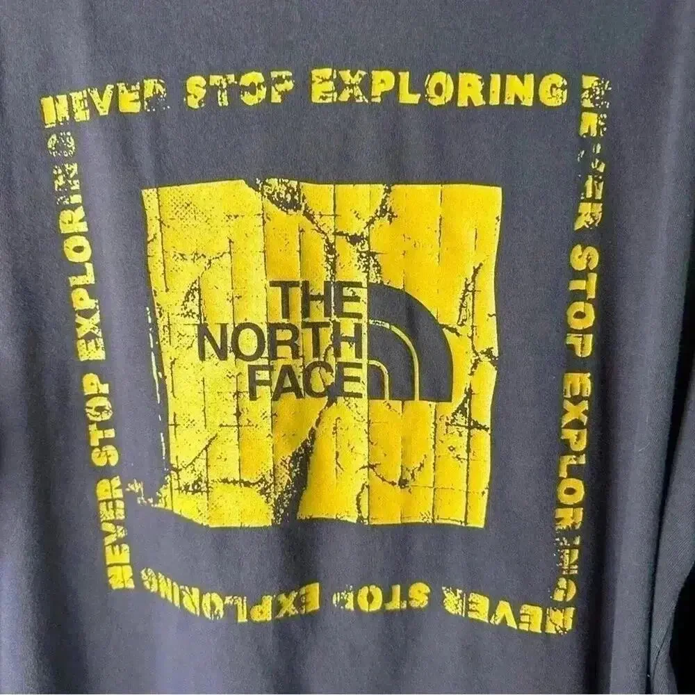 The north face graphic t-shirt, gray & yellow, print casual,‎ long sleeve winter